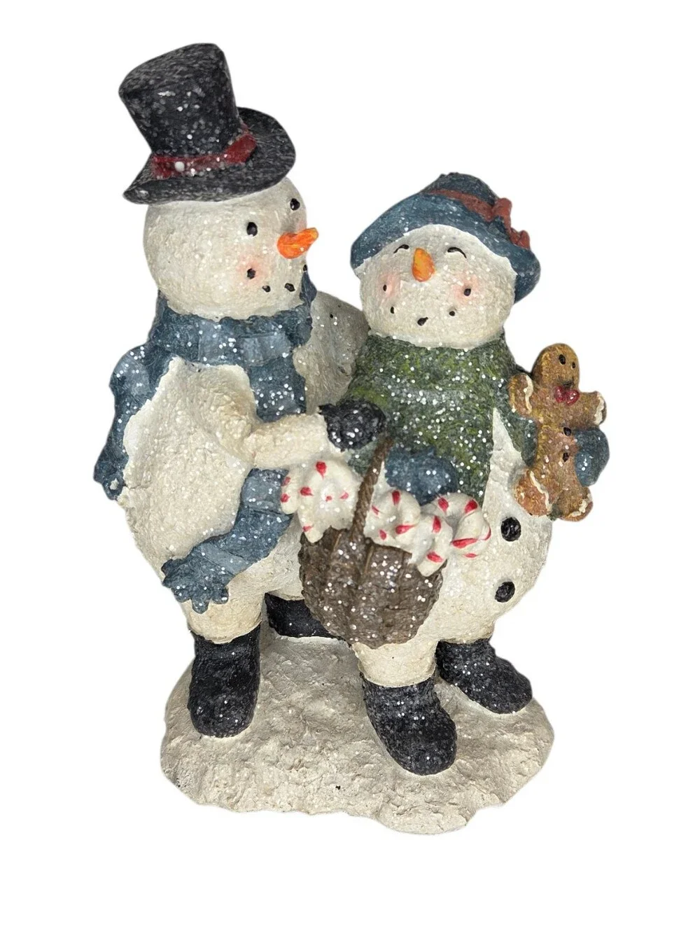 Snowman Couple In Love Holiday Figurine Set Mr And Mrs Christmas Gingerbread